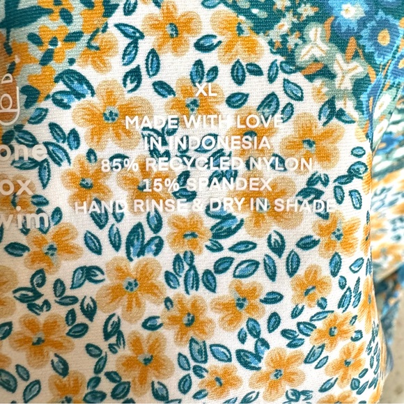 NWT Stone Fox Swim Floral Patchwork High Cut Thong One Piece Bathing Swimsuit XL - Picture 7 of 7